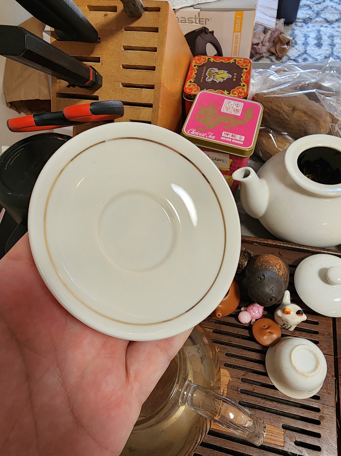 Porcelain tea coaster for Gong Dao Bei or Teacup